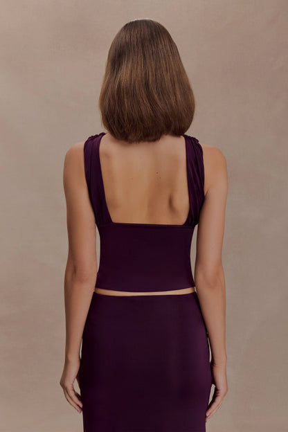 Erina Slinky Open Back Top Aubergine