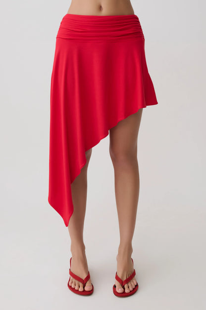 Talise Modal Hankie Midi Skirt Red