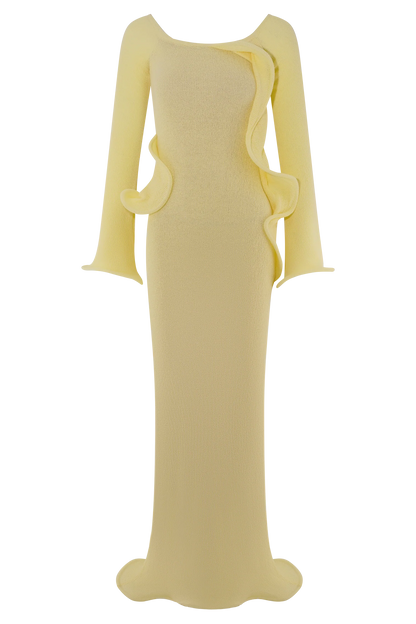 Sandrine Off Shoulder Knit Maxi Dress Lemon