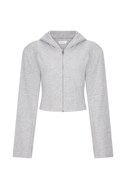 Quinn Zip Up Hoodie Light Grey Marle