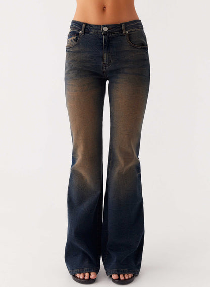 Oregon Flared Denim Jeans Dirty Black Wash