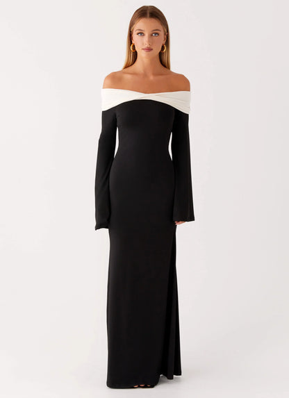 Hits Different Long Sleeve Maxi Dress Black