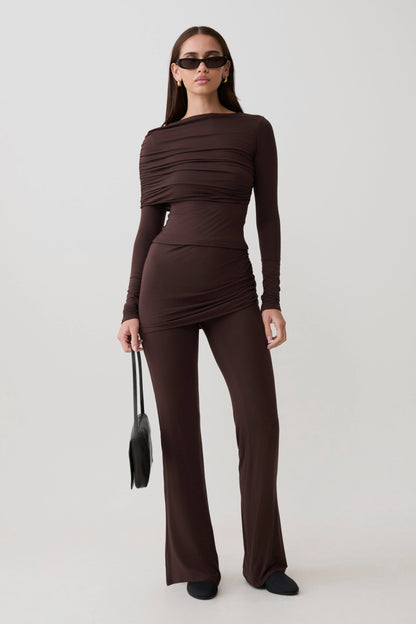 Keaton Modal Straight Leg Overlay Pant Espresso
