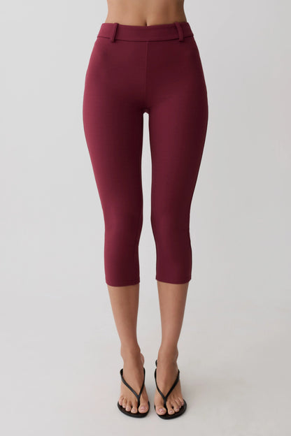 Blanca Stretch Crepe Capri Pants Mahogany
