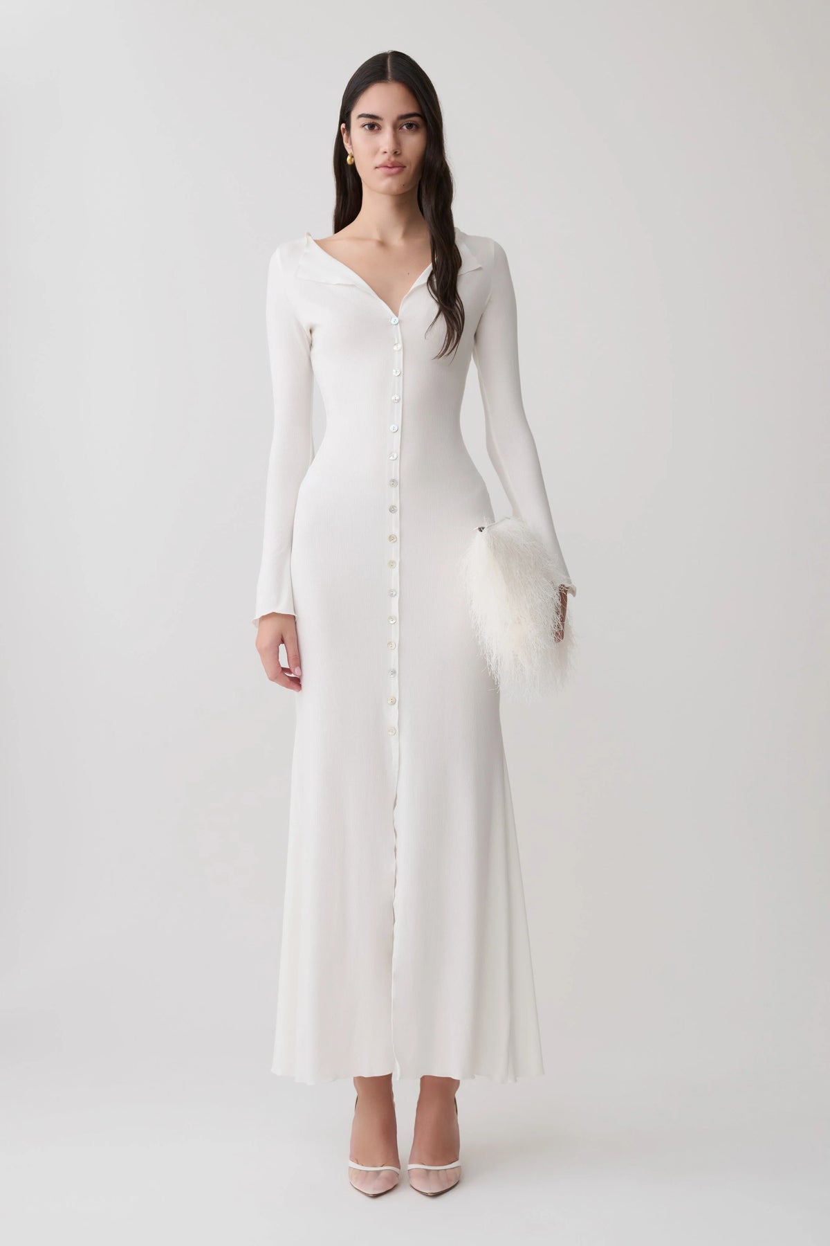 Tanya Buttoned Long Sleeve Maxi Dress White