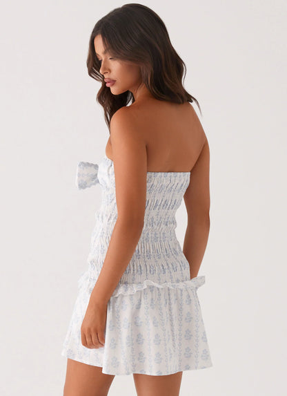Izi Shirred Mini Dress Sweet Daydream Print