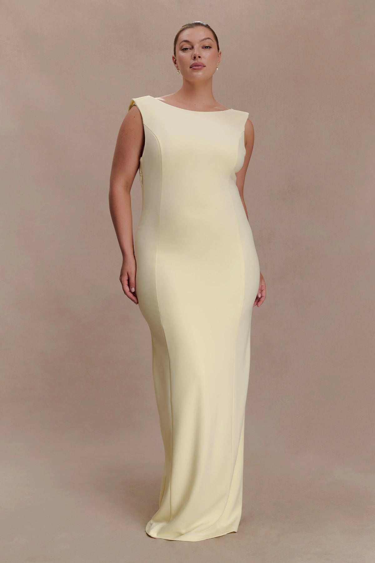 Galilea Crepe Draped Maxi Dress Lemon