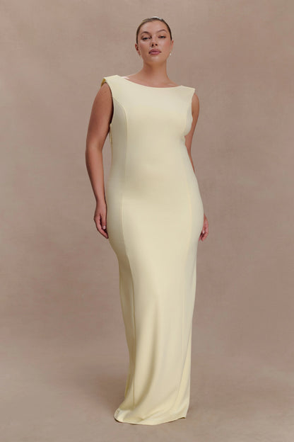 Galilea Crepe Draped Maxi Dress Lemon