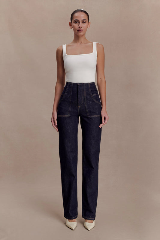 Clarrissa High Rise Jeans Washed Indigo Blue
