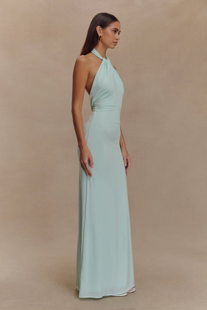 Elyna Slinky Halter Maxi Dress Lagoon