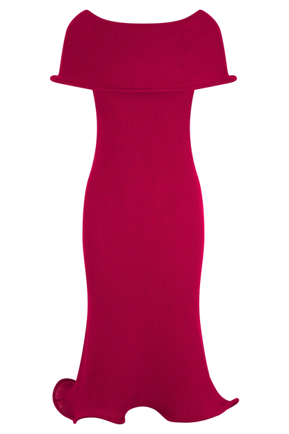 Molly Off Shoulder Knit Midi Dress Raspberry