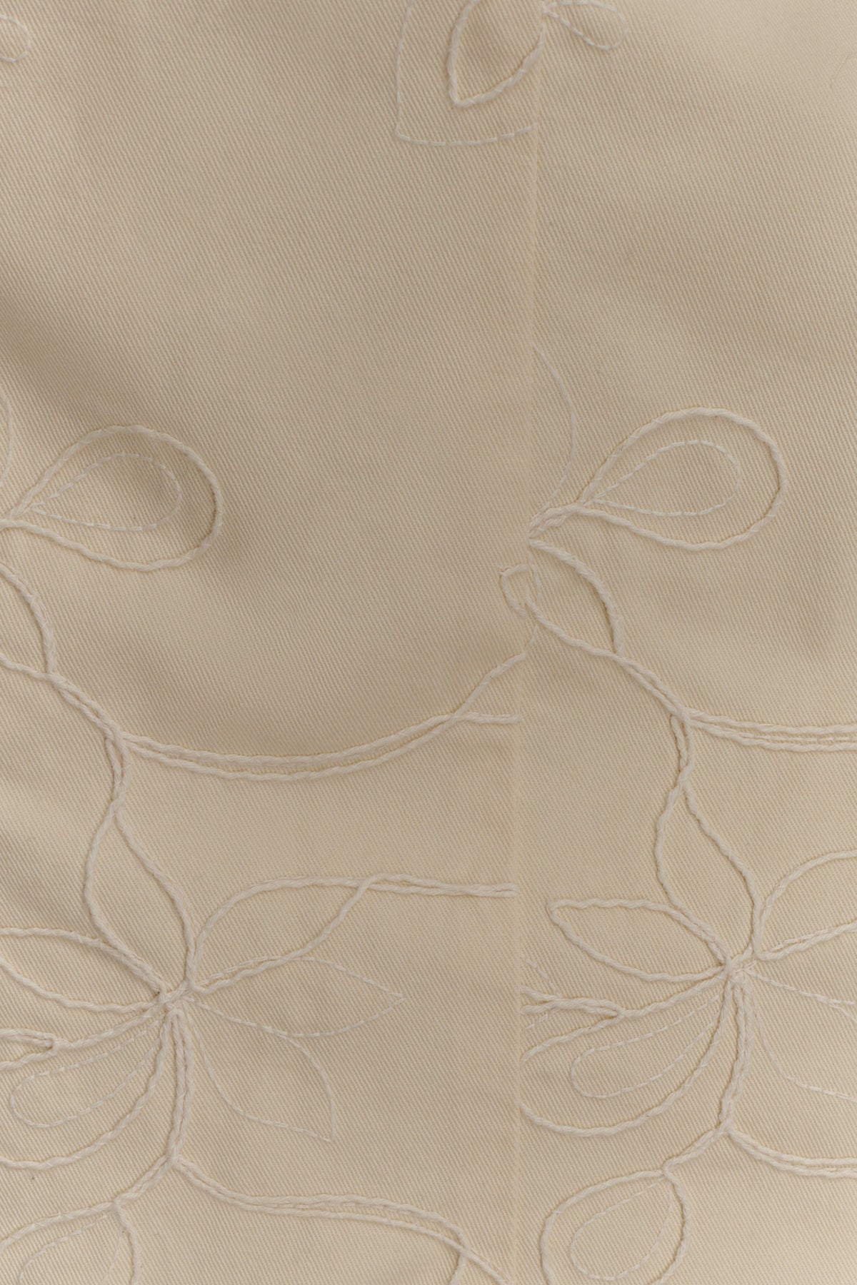 Ebony Embroidered Denim Mini Dress Cream