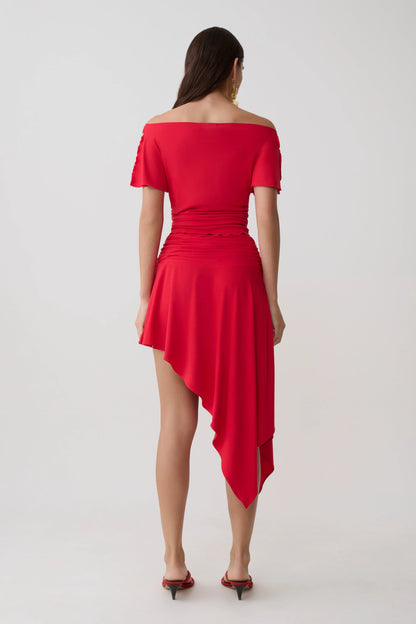 Talise Modal Hankie Midi Skirt Red