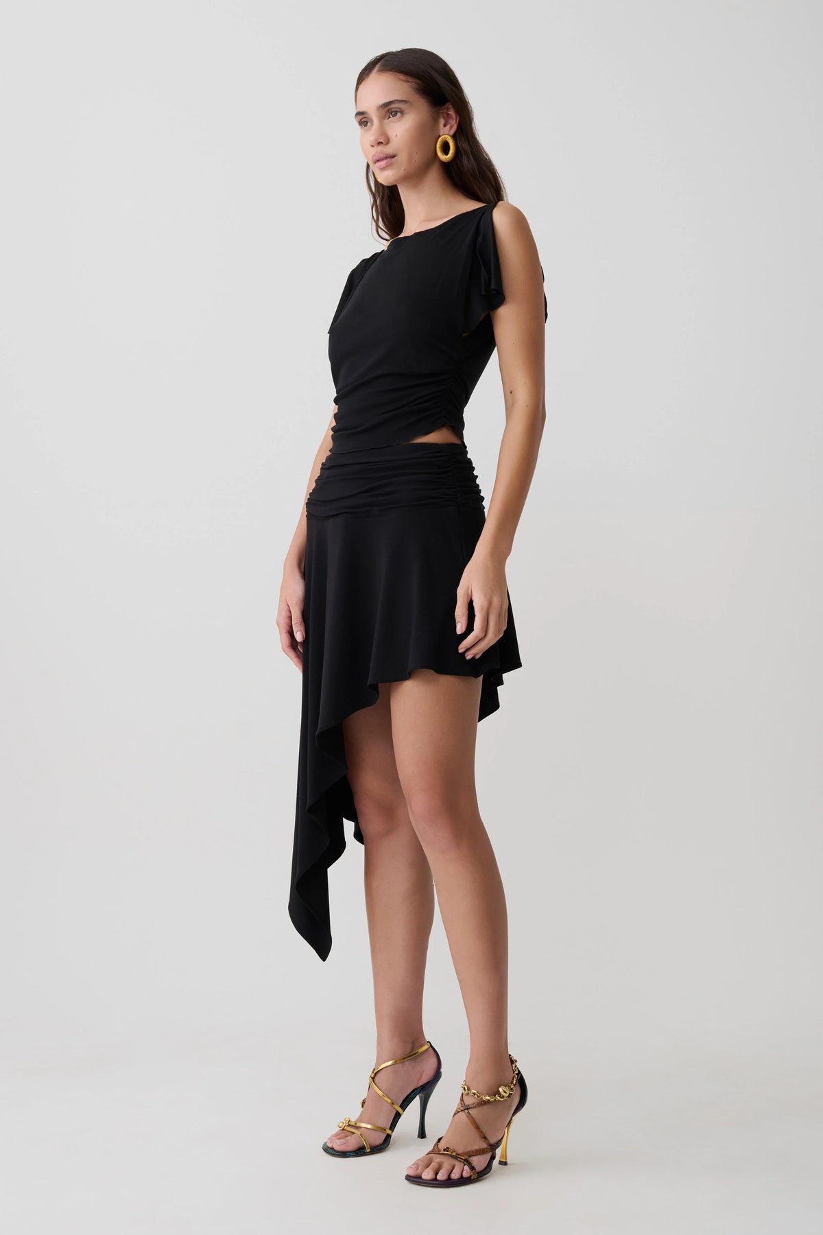 Talise Modal Flounce Short Sleeve Top Black