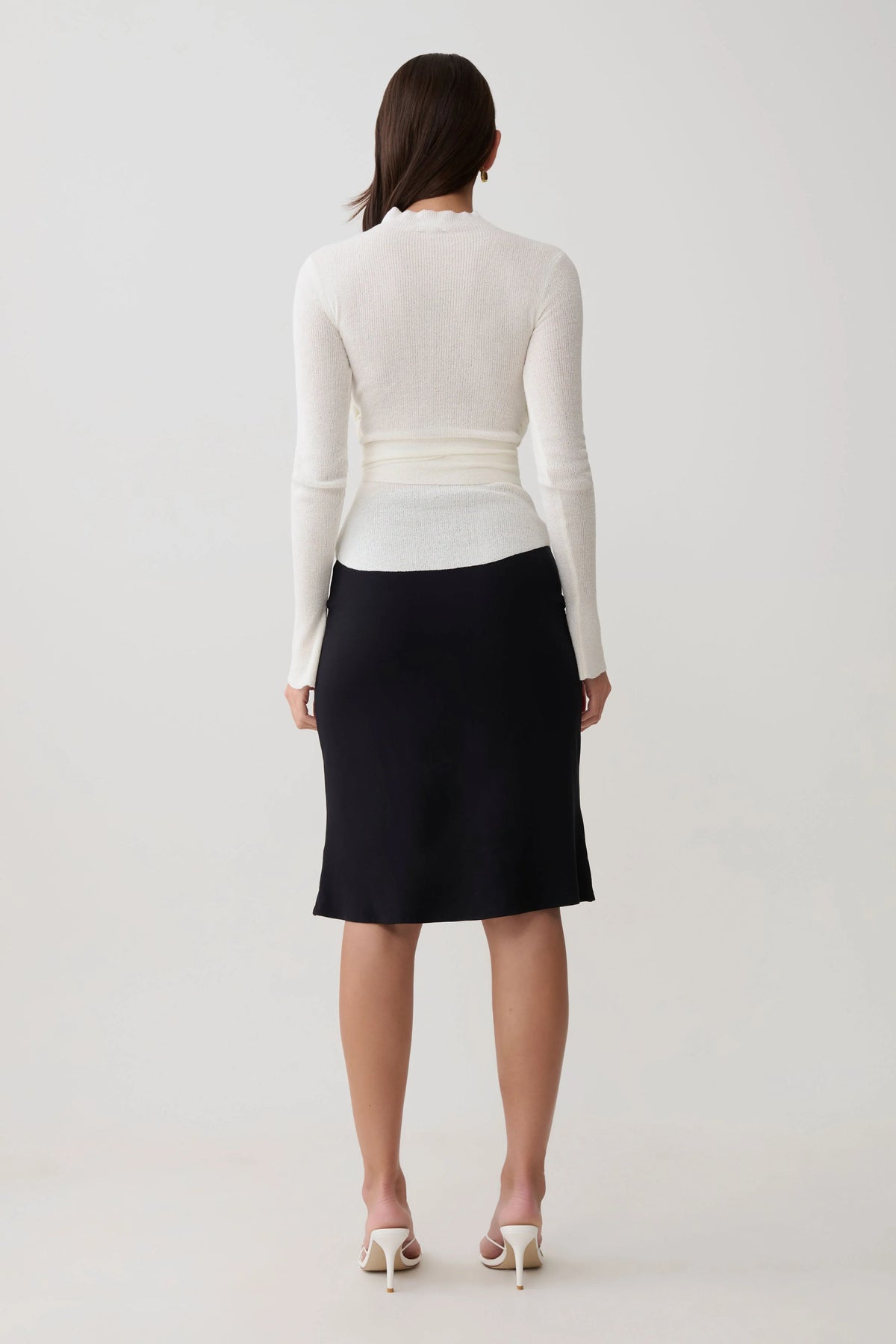 Lawson Wrap Knit Long Sleeve Top White