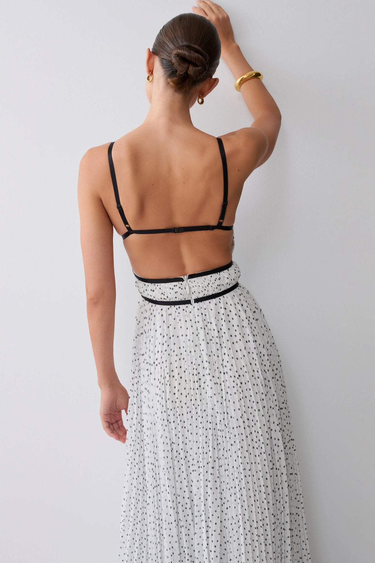 Clarisse Pleated Maxi Dress Polka Dot
