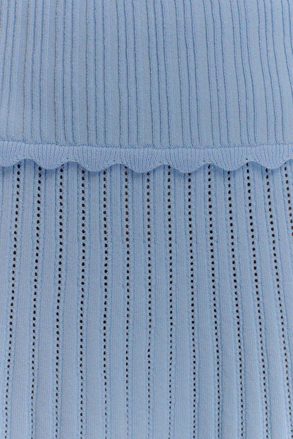 Indy Pointelle Knit Top Cornflower Blue