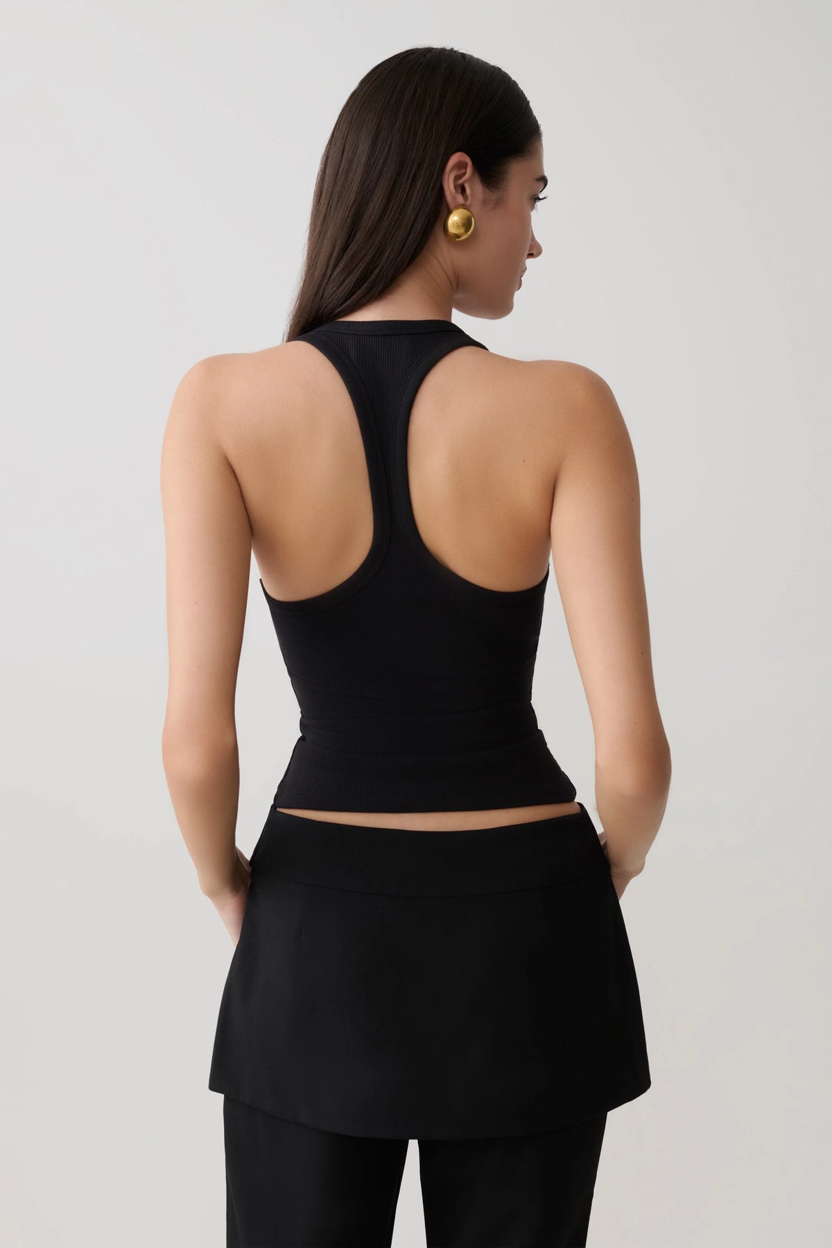 Actress Ribbed Tank Black