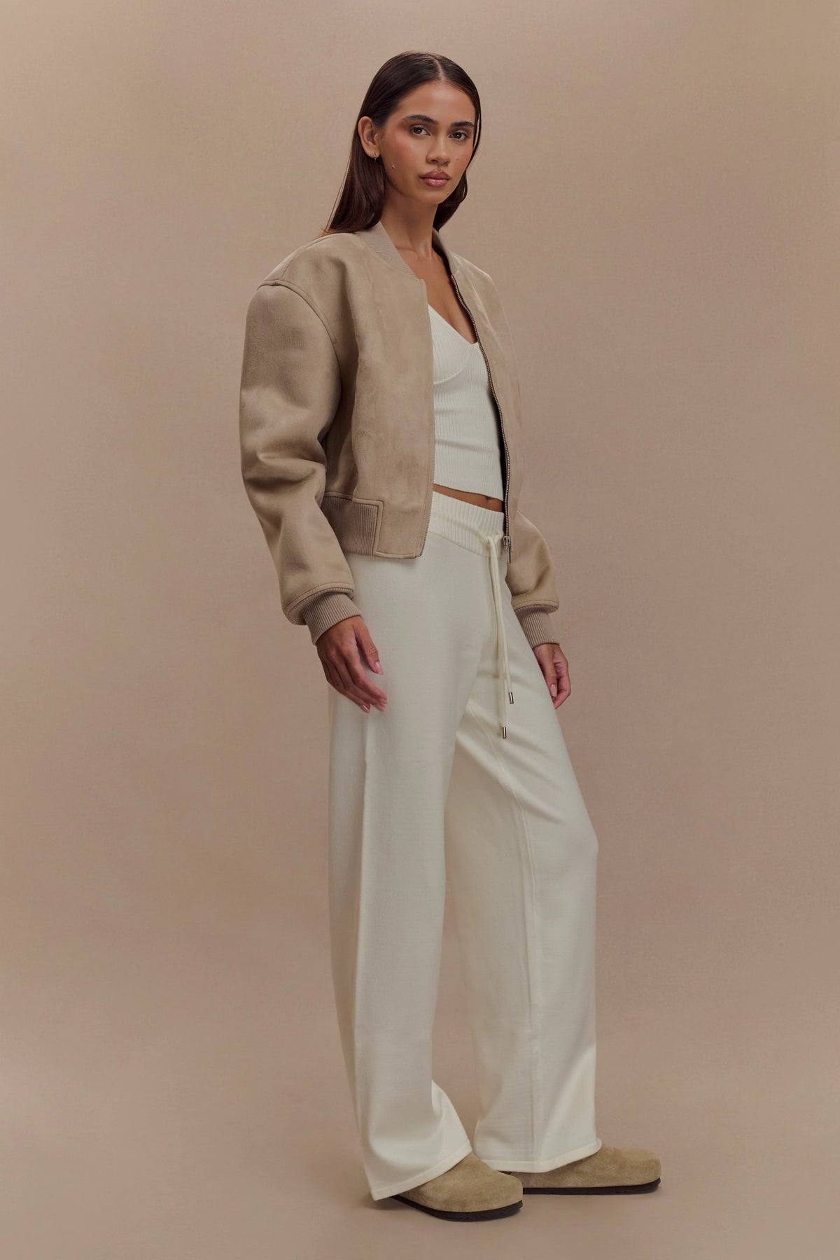 Rudy Suede Bomber Jacket Sand