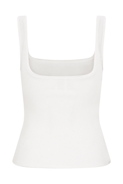 Aisling Ribbed Square Neck Sleeveless Top Ivory