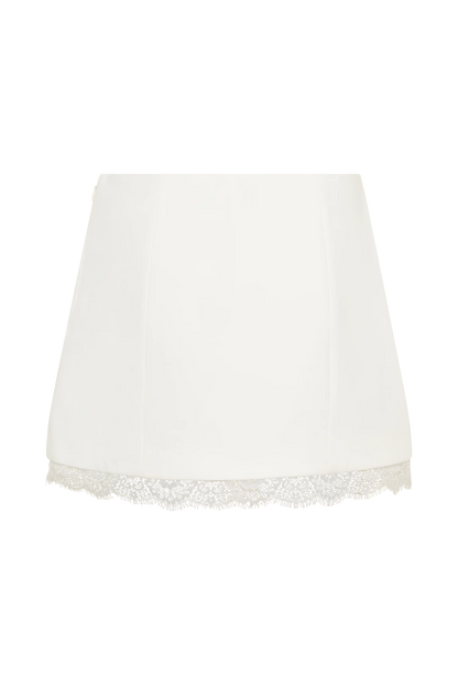 Ariella Suiting Mini Skirt With Lace White