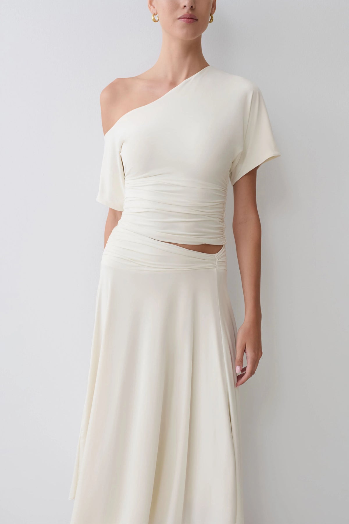 Luu Off Shoulder Slinky Top Ivory