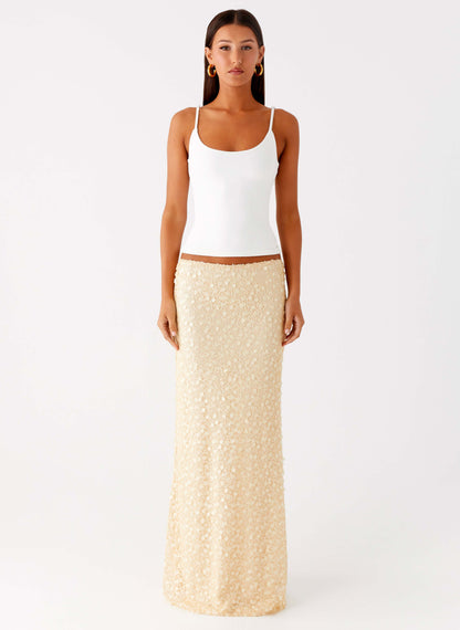 Honestly Sequin Maxi Skirt Yellow