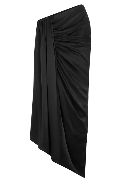 Zendaya Silk Midi Skirt Black