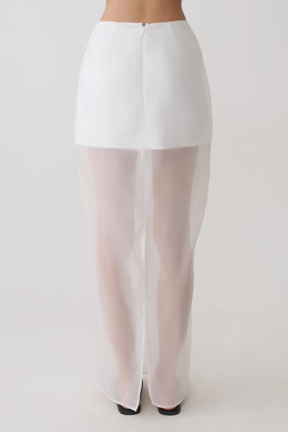 Ximena Organza Maxi Skirt White