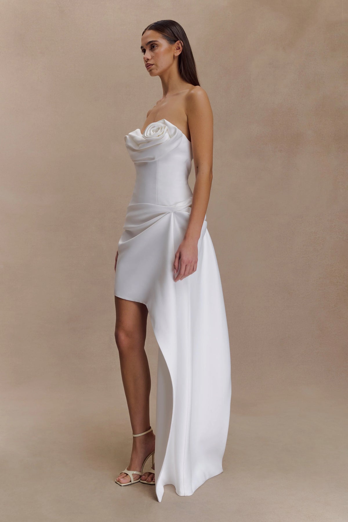 Evianna Strapless Gathered Mini Dress White