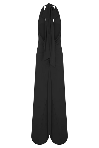 Juliet Slinky Maxi Dress With Scarf Black