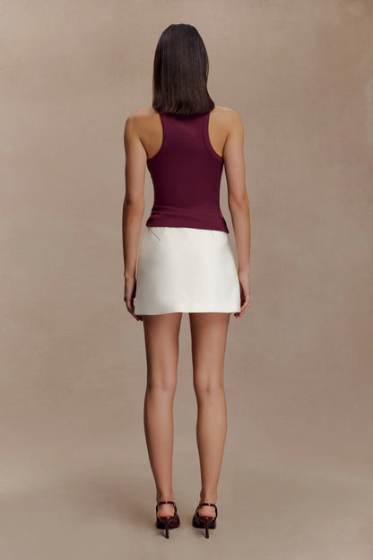 Lola Ribbed Sleeveless Top With Hardware Burgundy
