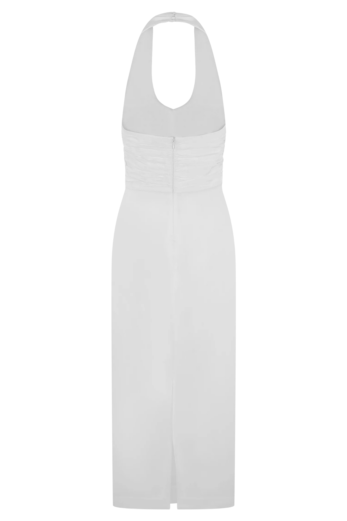 Daniela Ruched Halter Midi Dress White