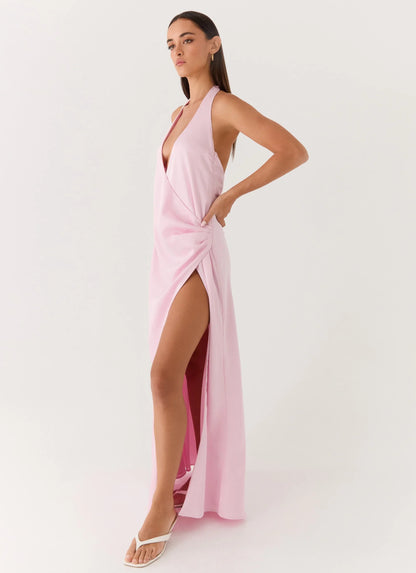 Chellie Wrap Maxi Dress Pink