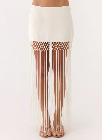Mania Tassel Mini Skirt Ivory