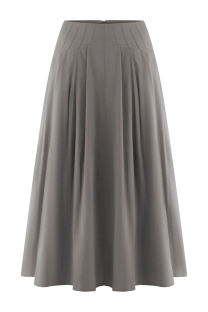 Mae A Line Midi Skirt Pebble Brown