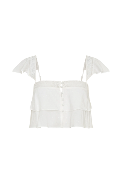 Skylar Lace Sleeveless Crop Top White