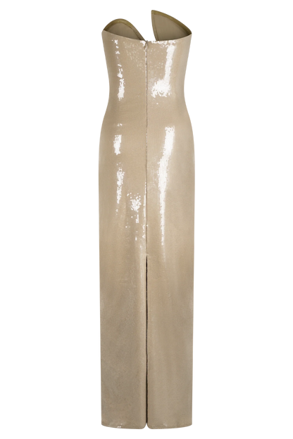 Winston Strapless Sequin Maxi Dress Taupe
