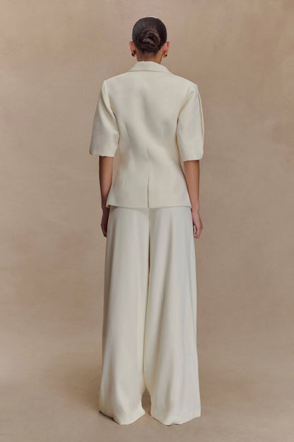 Opal Puff Sleeve Suiting Top Ivory