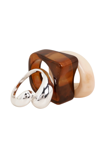 Romeo 3 Stack Ring Set Silver