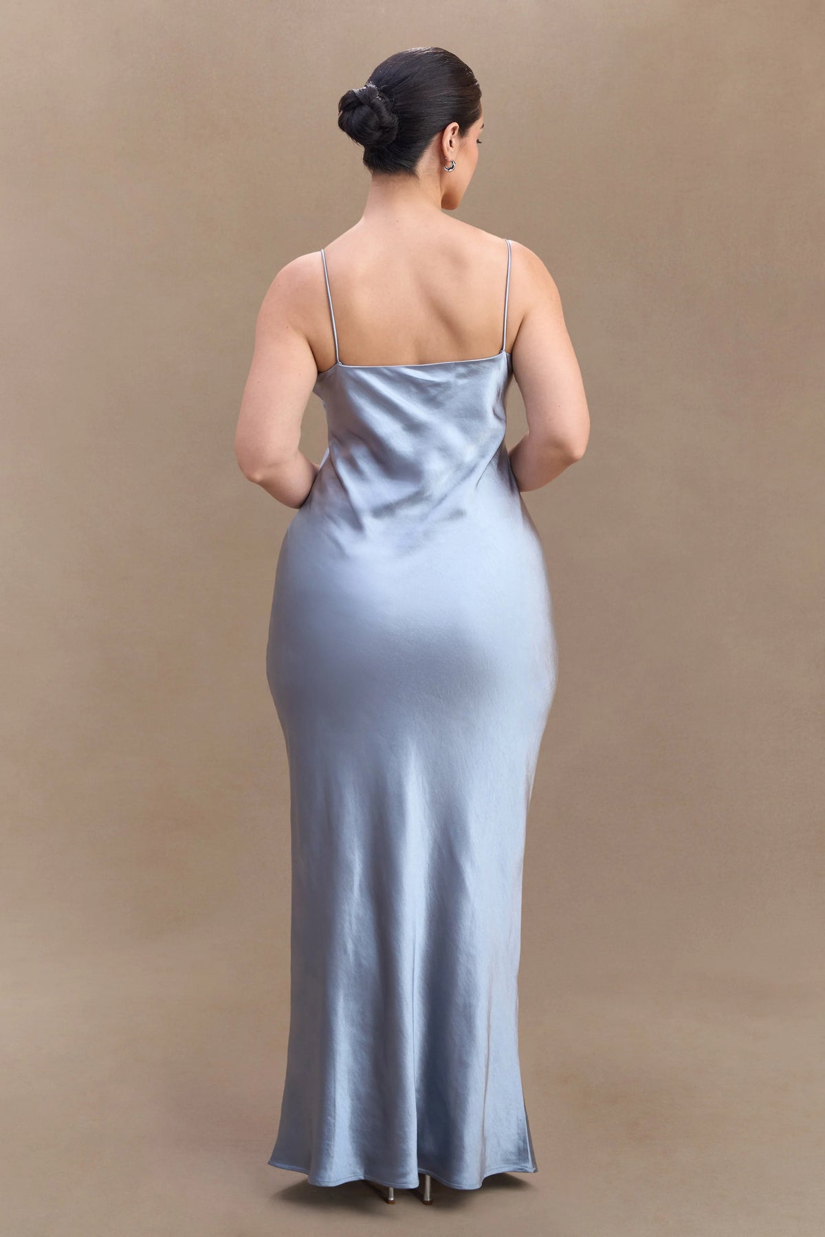Lilly Sweetheart Satin Maxi Dress Frosted Blue