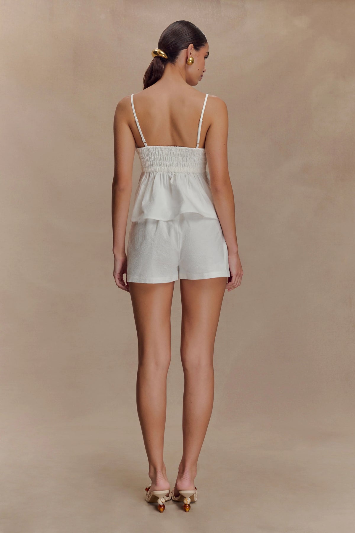 Janayia Cotton Beaded Top White