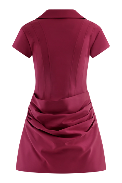 Tarryn Collared Cotton Mini Dress Dragonfruit