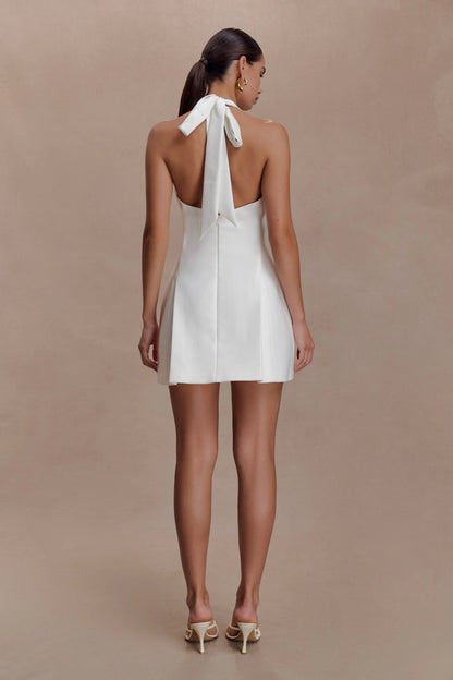 Nelly Halter Neck Cotton Mini Dress White