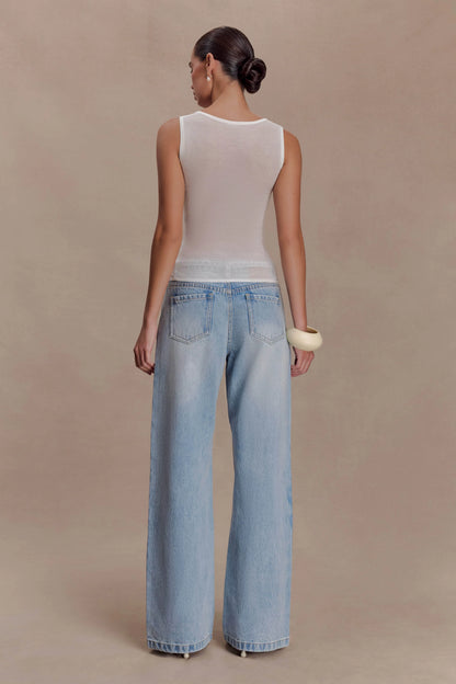 Dollie Sheer Knit Tank Top Ivory