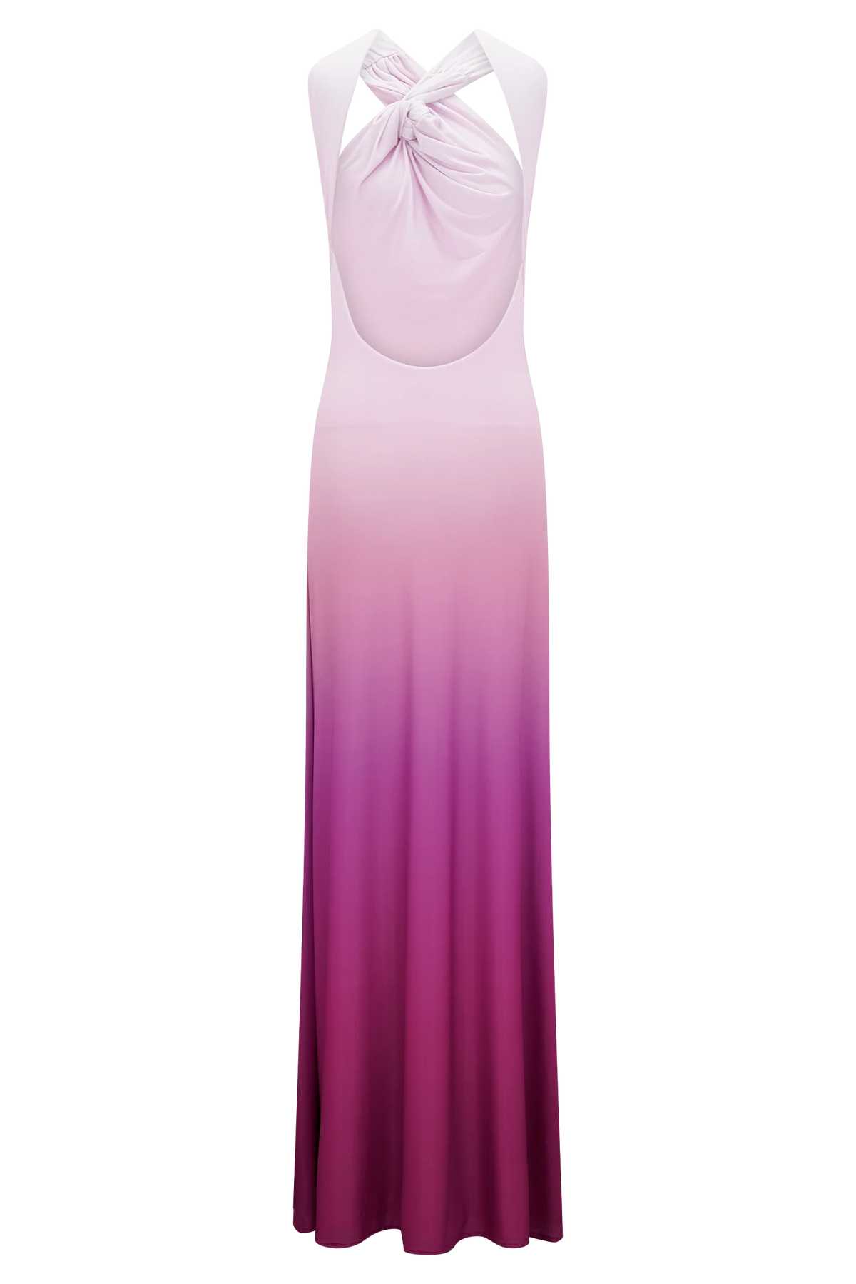 Marlee Asymmetrical Slinky Maxi Dress Ombre Pink
