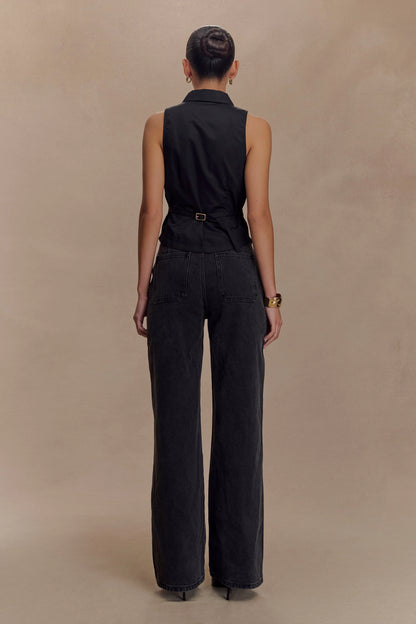 Selene Sleeveless Halter Shirt Black