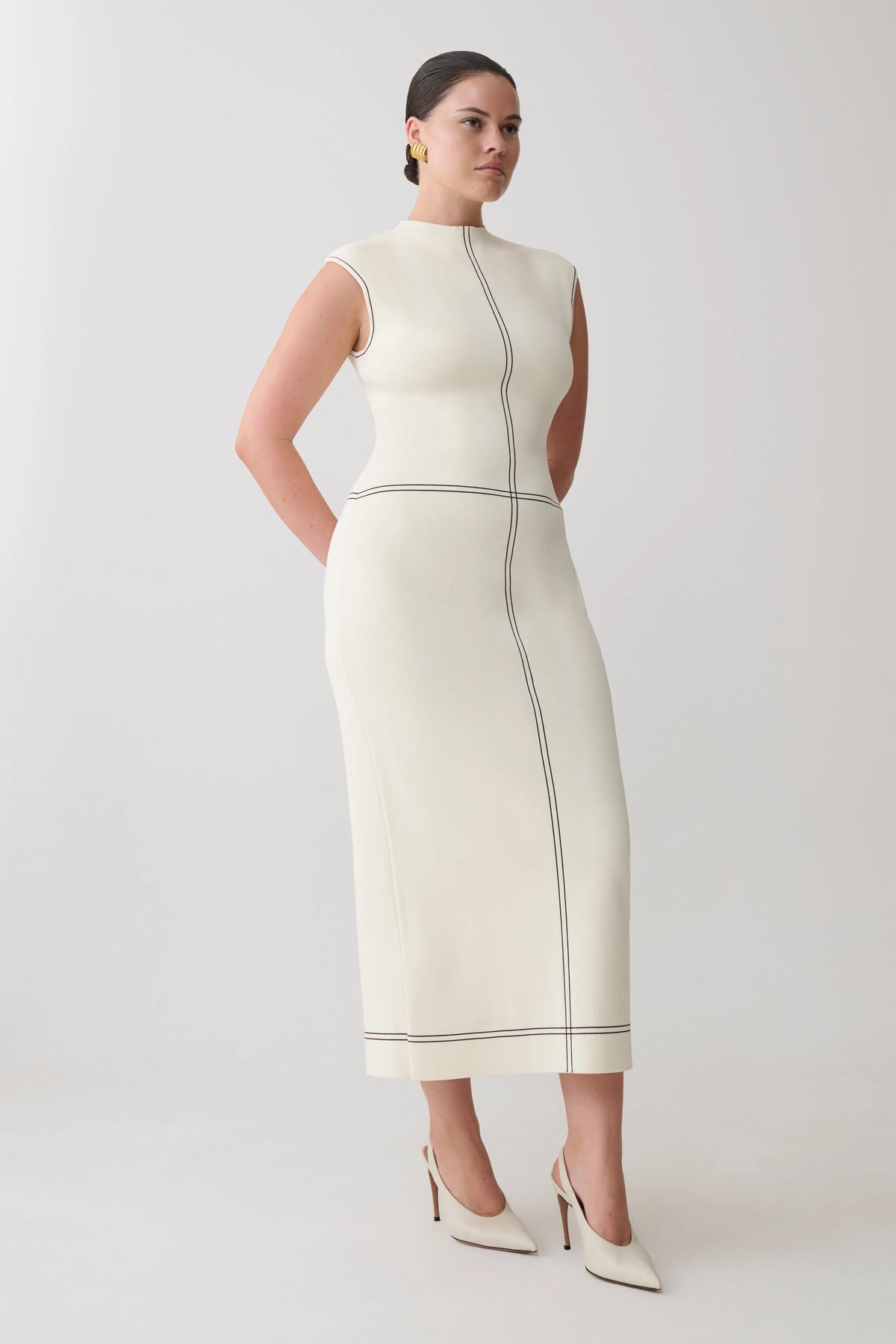 Malone Bandage Knit Midi Dress Ivory