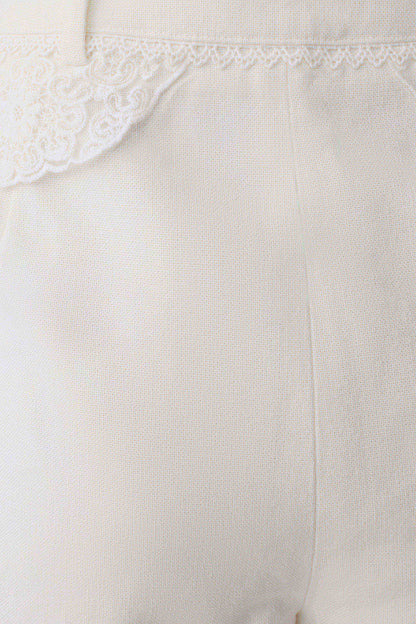Melody Linen Short With Lace White