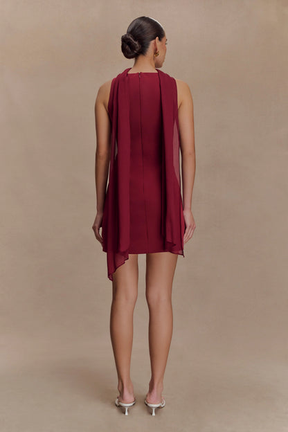 Skyler Suiting Embroidered Mini Dress Wine